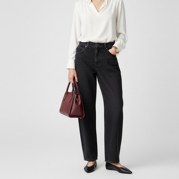 Levi's Premium Baggy Dad Jeans Black Wash Womens 25x32 High Rise Relaxed Fit